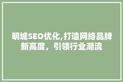 明城SEO优化,打造网络品牌新高度，引领行业潮流