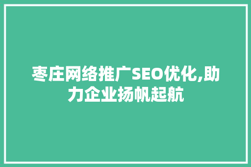 枣庄网络推广SEO优化,助力企业扬帆起航