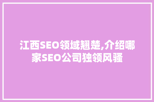江西SEO领域翘楚,介绍哪家SEO公司独领风骚