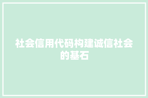 社会信用代码构建诚信社会的基石