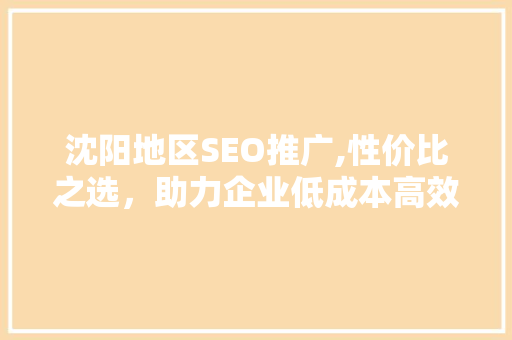 沈阳地区SEO推广,性价比之选，助力企业低成本高效提升品牌知名度