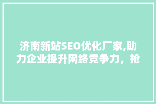济南新站SEO优化厂家,助力企业提升网络竞争力，抢占市场先机