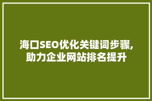 海口SEO优化关键词步骤,助力企业网站排名提升