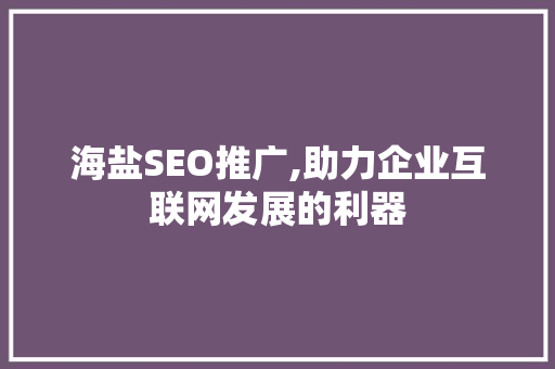 海盐SEO推广,助力企业互联网发展的利器