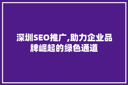 深圳SEO推广,助力企业品牌崛起的绿色通道