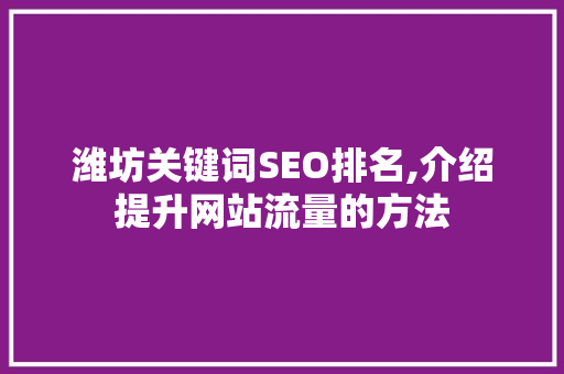 潍坊关键词SEO排名,介绍提升网站流量的方法