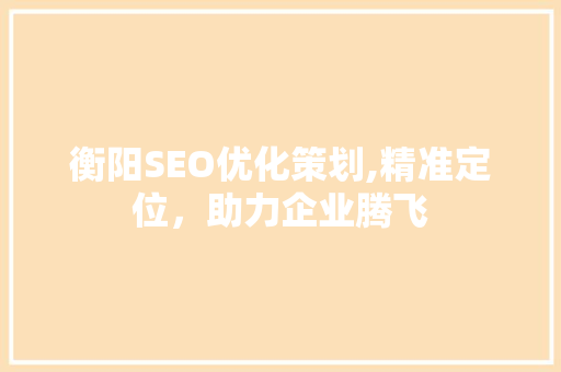 衡阳SEO优化策划,精准定位，助力企业腾飞