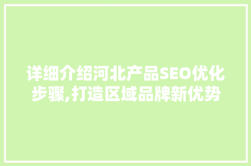详细介绍河北产品SEO优化步骤,打造区域品牌新优势