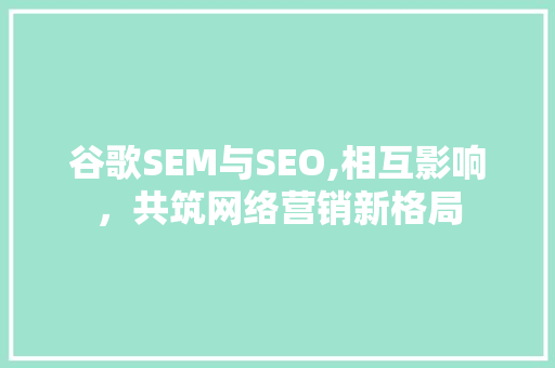 谷歌SEM与SEO,相互影响，共筑网络营销新格局