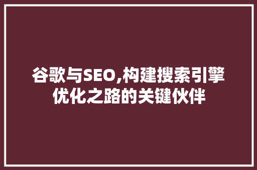谷歌与SEO,构建搜索引擎优化之路的关键伙伴