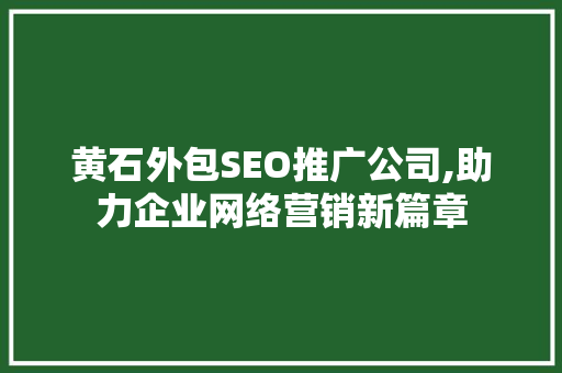 黄石外包SEO推广公司,助力企业网络营销新篇章