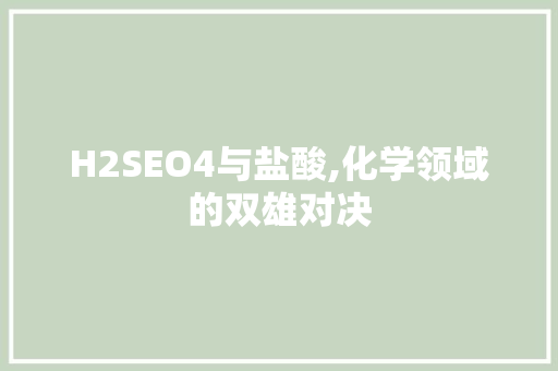 H2SEO4与盐酸,化学领域的双雄对决