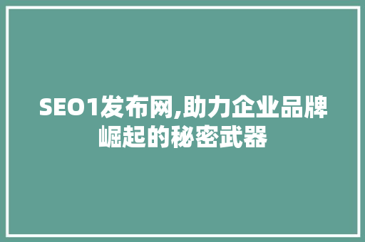 SEO1发布网,助力企业品牌崛起的秘密武器