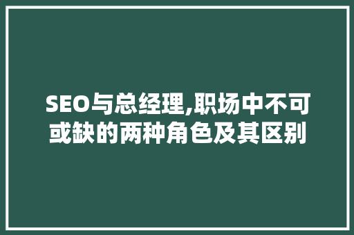 SEO与总经理,职场中不可或缺的两种角色及其区别