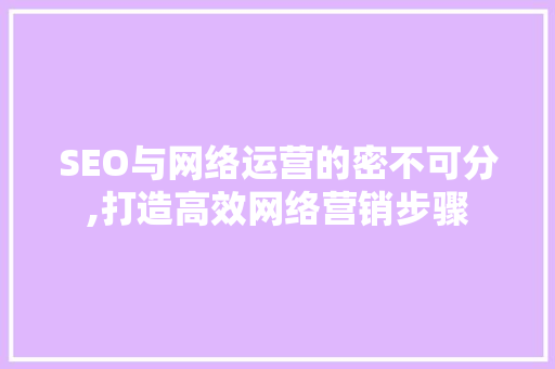 SEO与网络运营的密不可分,打造高效网络营销步骤