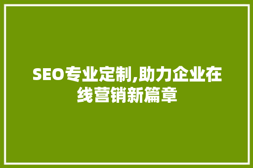 SEO专业定制,助力企业在线营销新篇章