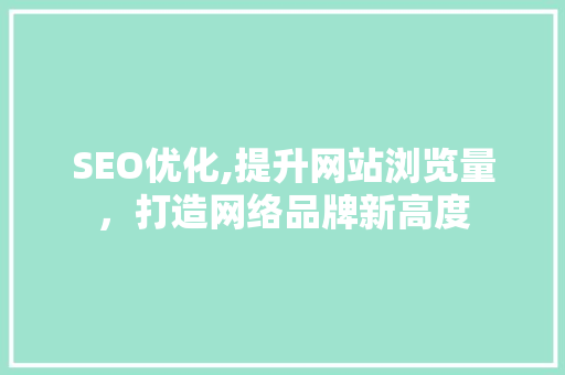 SEO优化,提升网站浏览量，打造网络品牌新高度