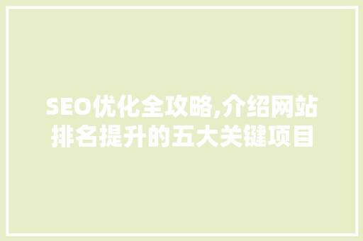 SEO优化全攻略,介绍网站排名提升的五大关键项目