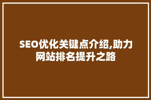 SEO优化关键点介绍,助力网站排名提升之路