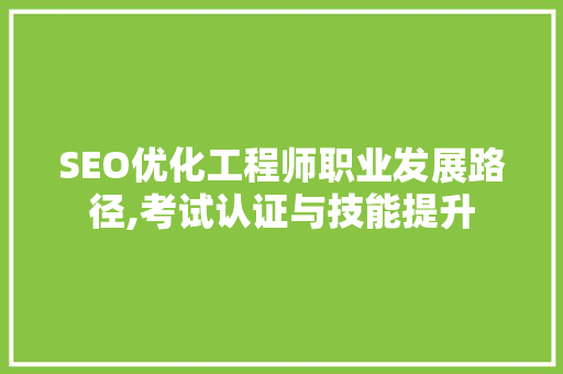 SEO优化工程师职业发展路径,考试认证与技能提升