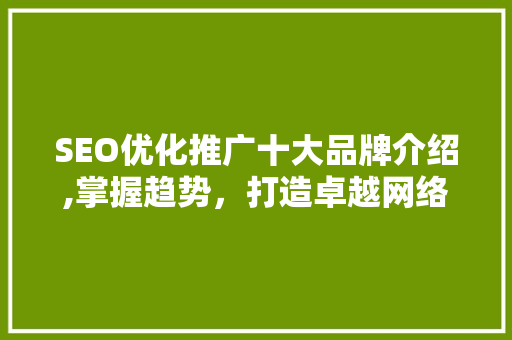 SEO优化推广十大品牌介绍,掌握趋势，打造卓越网络品牌形象