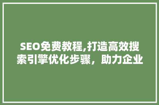 SEO免费教程,打造高效搜索引擎优化步骤，助力企业互联网营销
