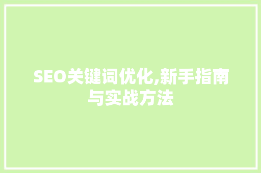 SEO关键词优化,新手指南与实战方法