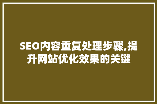 SEO内容重复处理步骤,提升网站优化效果的关键