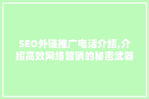 SEO外链推广电话介绍,介绍高效网络营销的秘密武器