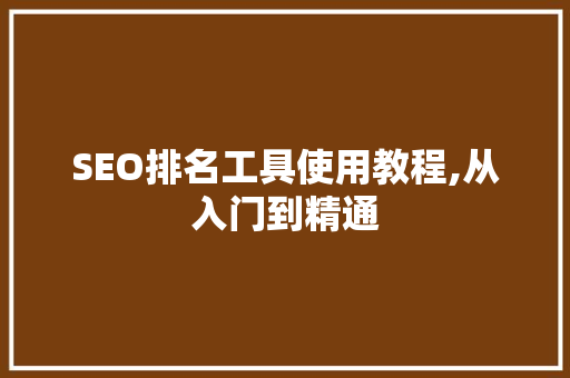 SEO排名工具使用教程,从入门到精通