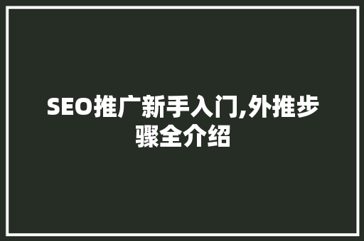 SEO推广新手入门,外推步骤全介绍  第1张