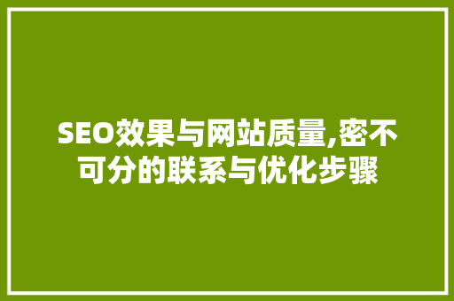 SEO效果与网站质量,密不可分的联系与优化步骤