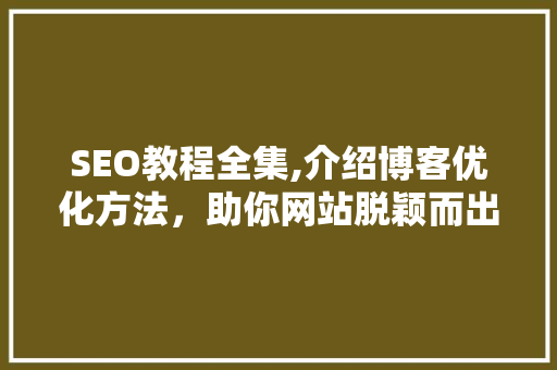 SEO教程全集,介绍博客优化方法，助你网站脱颖而出