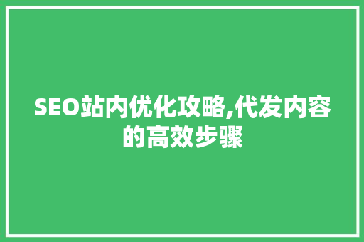 SEO站内优化攻略,代发内容的高效步骤