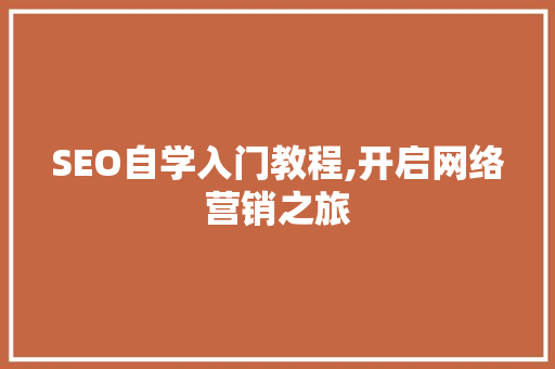 SEO自学入门教程,开启网络营销之旅