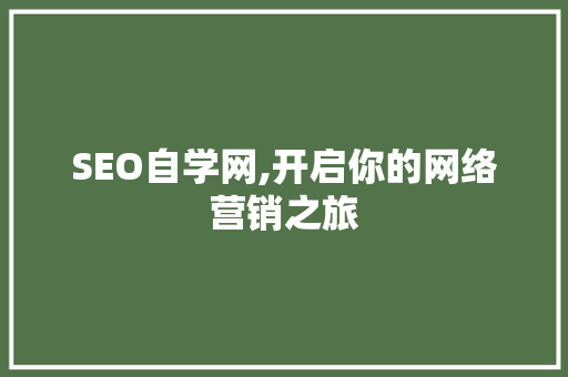 SEO自学网,开启你的网络营销之旅