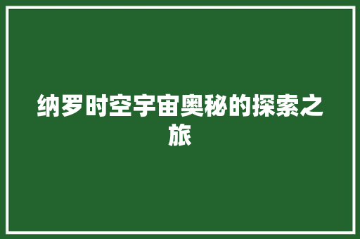 纳罗时空宇宙奥秘的探索之旅