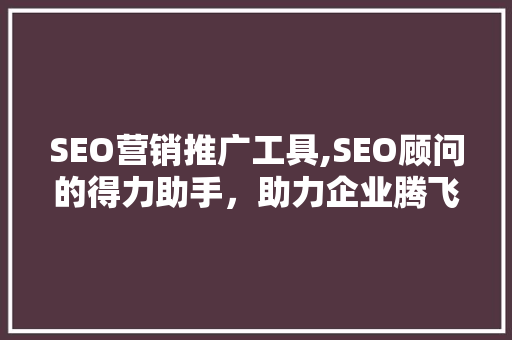 SEO营销推广工具,SEO顾问的得力助手，助力企业腾飞