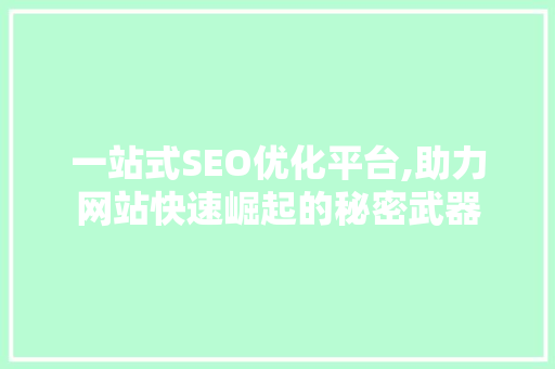 一站式SEO优化平台,助力网站快速崛起的秘密武器