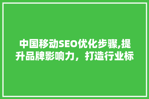 中国移动SEO优化步骤,提升品牌影响力，打造行业标杆
