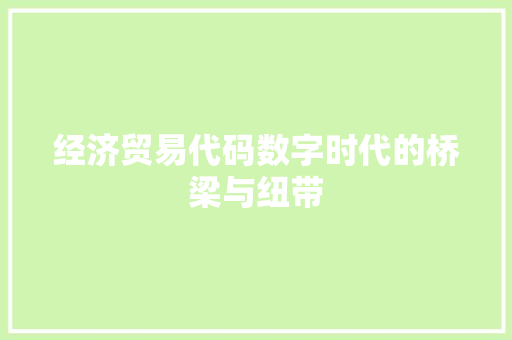 经济贸易代码数字时代的桥梁与纽带