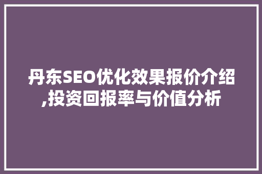 丹东SEO优化效果报价介绍,投资回报率与价值分析