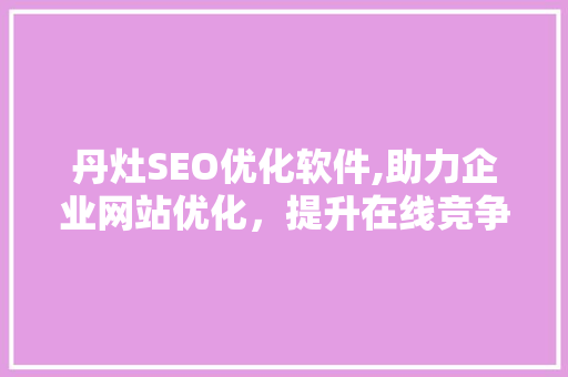 丹灶SEO优化软件,助力企业网站优化，提升在线竞争力