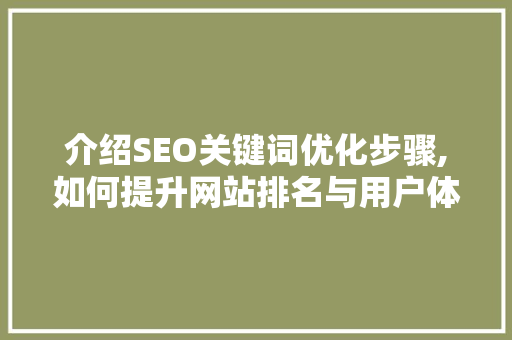 介绍SEO关键词优化步骤,如何提升网站排名与用户体验