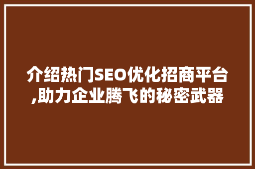 介绍热门SEO优化招商平台,助力企业腾飞的秘密武器
