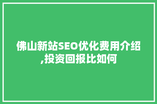 佛山新站SEO优化费用介绍,投资回报比如何