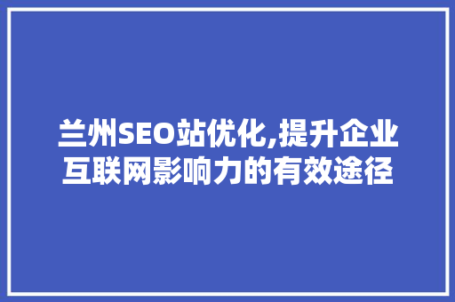兰州SEO站优化,提升企业互联网影响力的有效途径