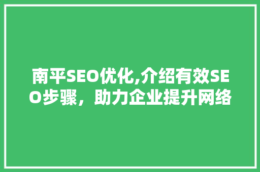南平SEO优化,介绍有效SEO步骤，助力企业提升网络竞争力