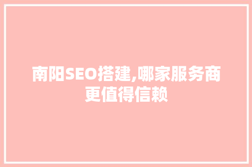 南阳SEO搭建,哪家服务商更值得信赖