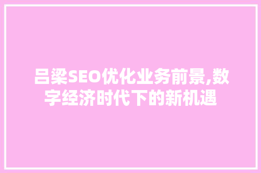 吕梁SEO优化业务前景,数字经济时代下的新机遇